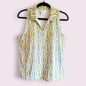Sigrid Olsen Golf Tennis Tank Top Sleeveless Geometric Multicolor Women's L